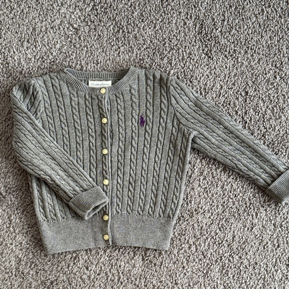 Ralph Lauren Gray Cable Knit Cardigan  - 24 Mths (Never Worn)